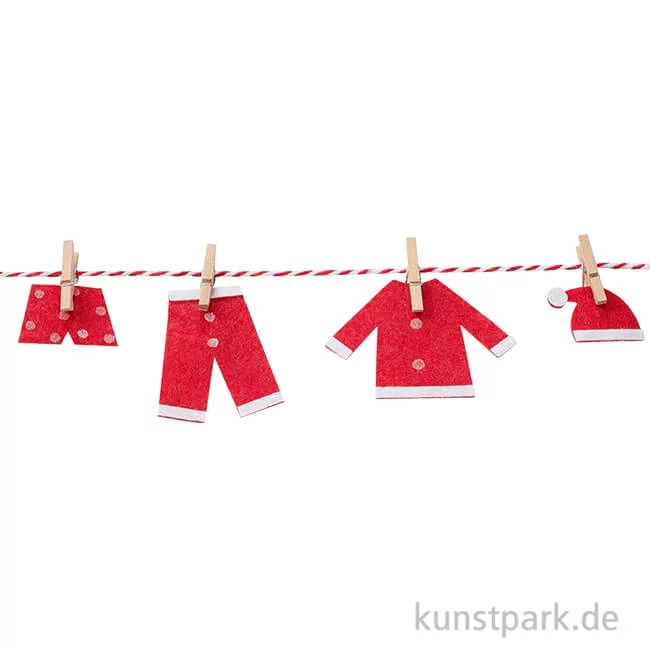Artikelbild 1 des Artikels “Miniatur Wäscheleine mit Klammern, Rot Weiß, ca. 30 cm “
