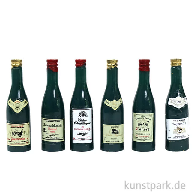 Artikelbild 1 des Artikels “Miniatur Weinflaschen, sortiert, 3,6 cm, 6 Stück “