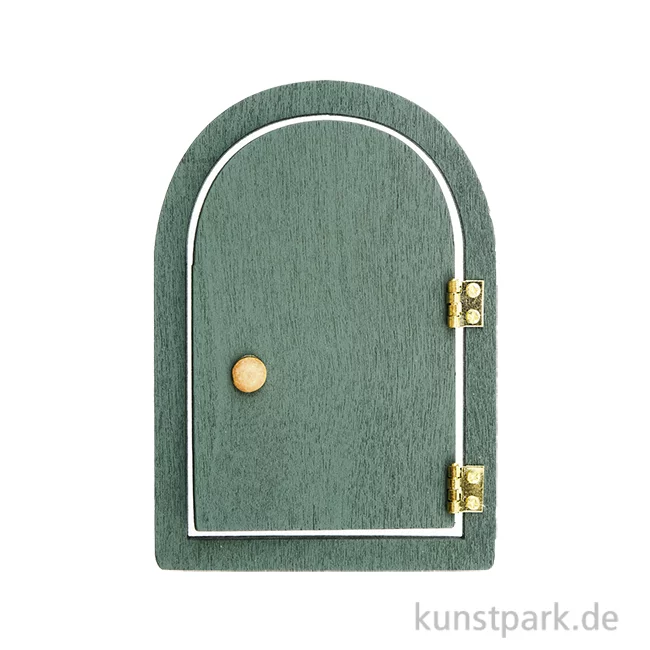 Artikelbild 1 des Artikels “Miniatur Wichteltür, Holz, Grün, Rund, 6 x 8,5 x 0,5 cm “