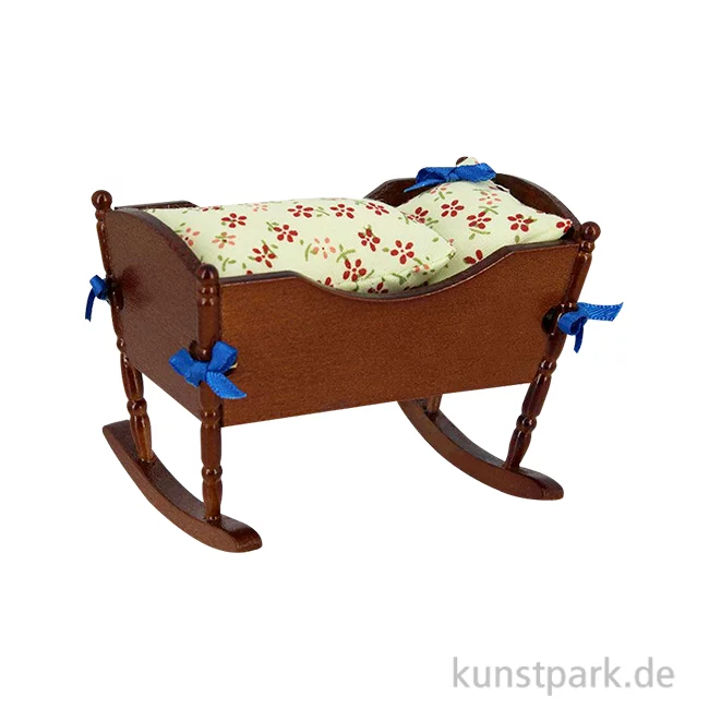 Artikelbild 1 des Artikels “Miniatur Wiege, Holz, Nussbaum, 8,5 x 6,2 x 6 cm “