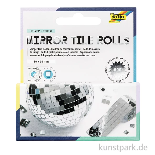 Artikelbild 1 des Artikels “Mirror Tile Rolls - Spiegelsteine, 10 x 10 mm, 2 Rollen, je 4 cm x 1 m “