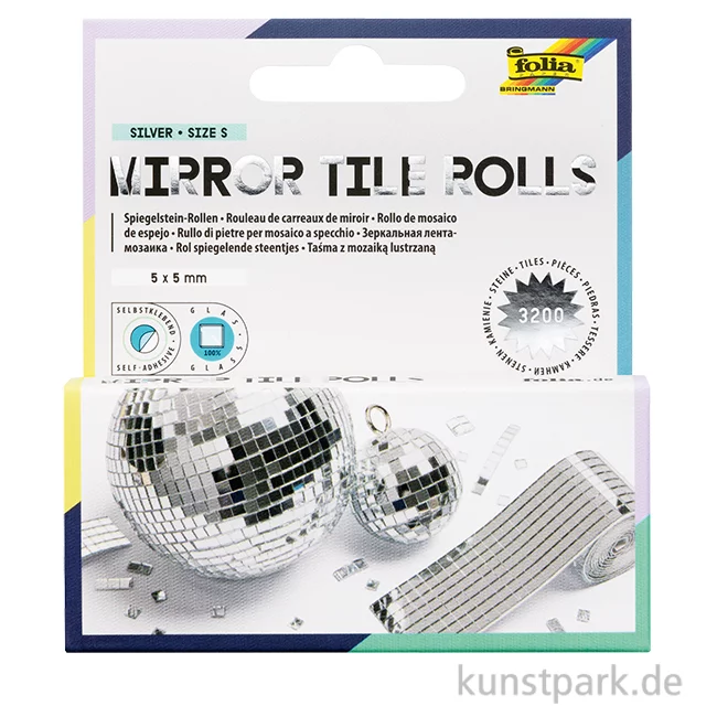 Artikelbild 1 des Artikels “Mirror Tile Rolls - Spiegelsteine, 5 x 5 mm, 2 Rollen, je 4 cm x 1 m “