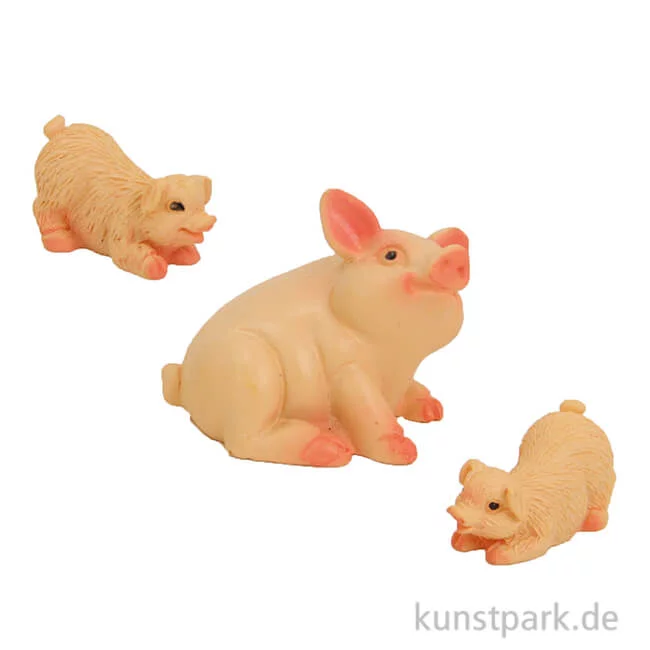 Artikelbild 1 des Artikels “Miniatur Schwein mit Ferkel, 2,5 cm, 3 Stück sortiert “