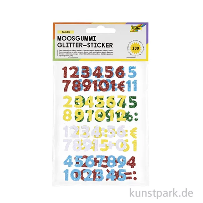 Artikelbild 1 des Artikels “Moosgummi Glitter-Sticker Zahlen, 100 Stück sortiert “