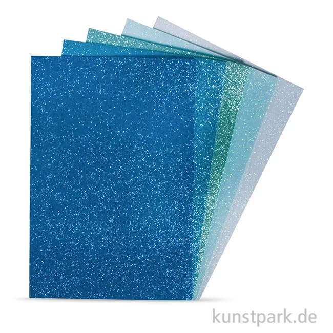 Artikelbild 1 des Artikels “Moosgummi Platten Glitter - Blau-Grün, selbstklebend, 5 Stück “