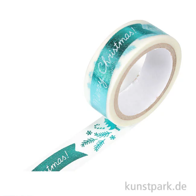 Artikelbild 1 des Artikels “Motiv-Klebeband Washi-Tape Hotfoil Eisblau Merry Christmas, 15 mm, 5 m Rolle “