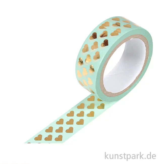 Artikelbild 1 des Artikels “Motiv-Klebeband Washi-Tape Hotfoil Gold Herzen, 15 mm, 5 m Rolle “