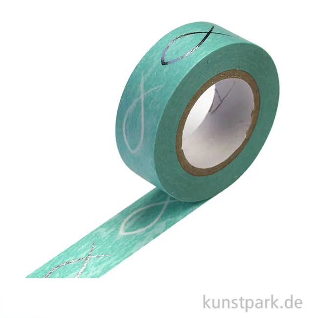 Artikelbild 1 des Artikels “Motiv-Klebeband Washitape - Fisch türkis, 15 mm, 10 m Rolle “