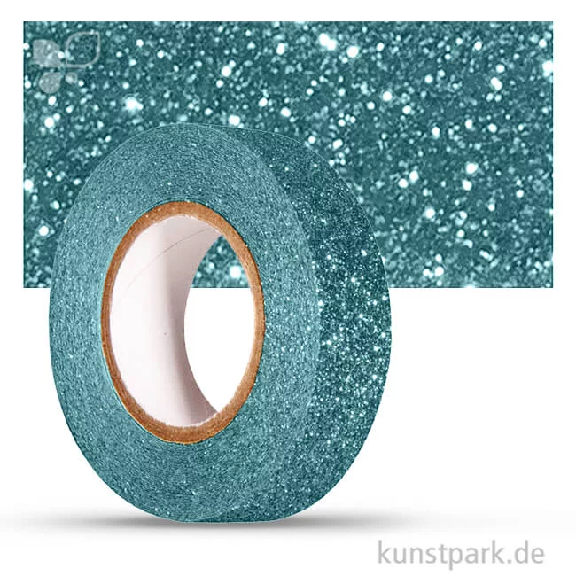 Artikelbild 1 des Artikels “Motiv-Klebeband Washitape - Glitter - 15 mm - 5 m Rolle Einzelfarbe | Lagune“