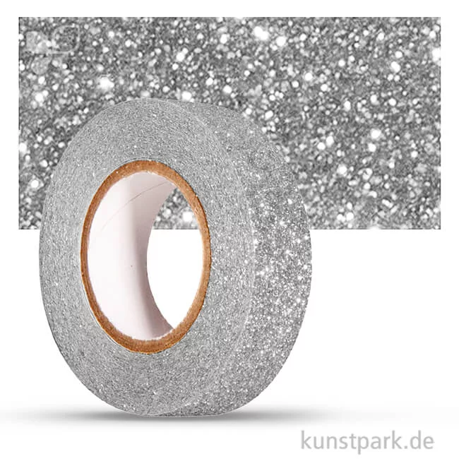 Artikelbild 1 des Artikels “Motiv-Klebeband Washitape - Glitter - 15 mm - 5 m Rolle Einzelfarbe | Silber“
