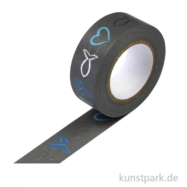Artikelbild 1 des Artikels “Motiv-Klebeband Washitape - Grau-Blau-Silber, 15 mm, 10 m Rolle “