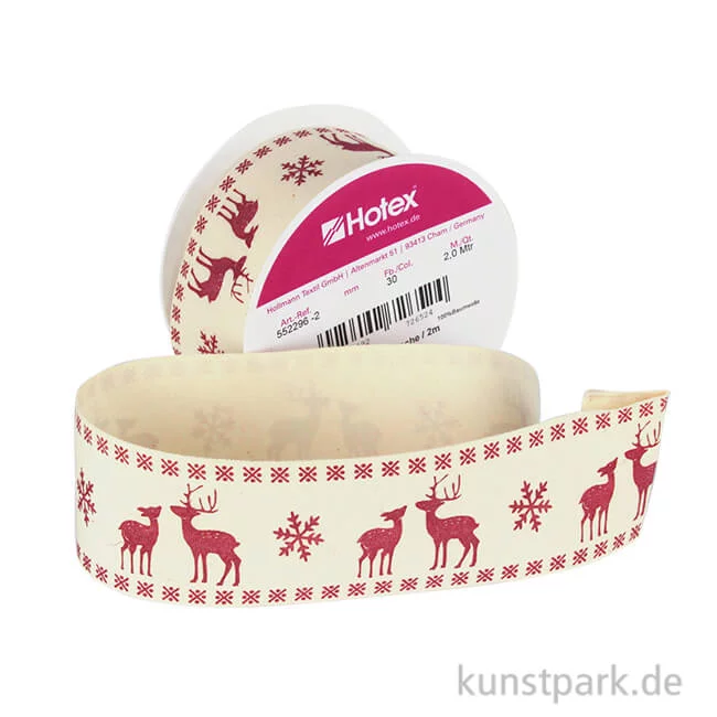 Artikelbild 1 des Artikels “Motivband Hirsche - 40 mm x 2 m Rot“