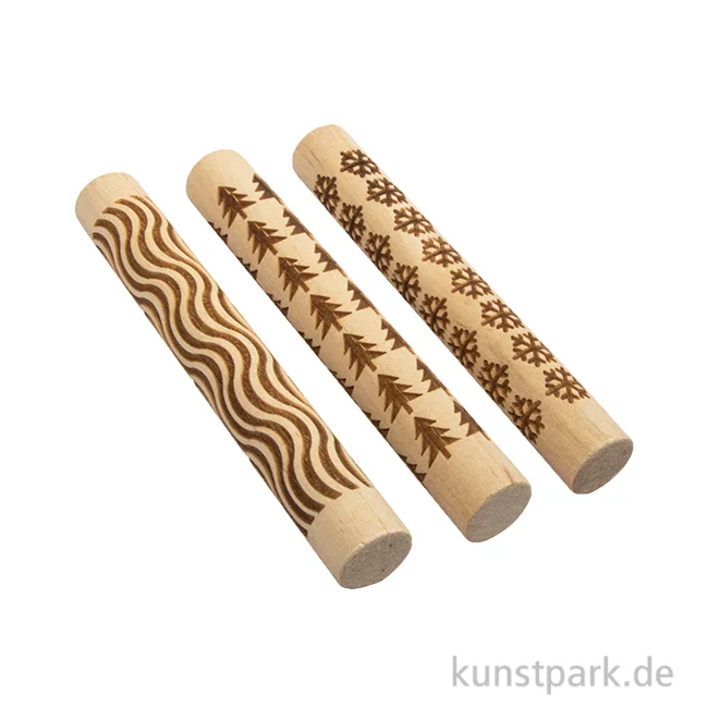 Artikelbild 1 des Artikels “Motivwalze - Roller mit Muster, Holz, Tree, 11 x 1,5 cm, 3 Stück “