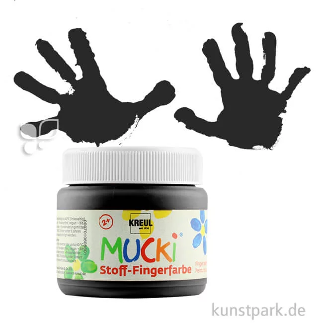 Artikelbild 1 des Artikels “MUCKI Fingerfarbe Textil - pastose Farbe für Stoffe, 150 ml Einzelfarbe | Schwarz“
