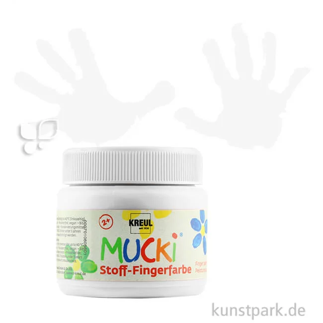 Artikelbild 1 des Artikels “MUCKI Fingerfarbe Textil - pastose Farbe für Stoffe, 150 ml Einzelfarbe | Weiß“