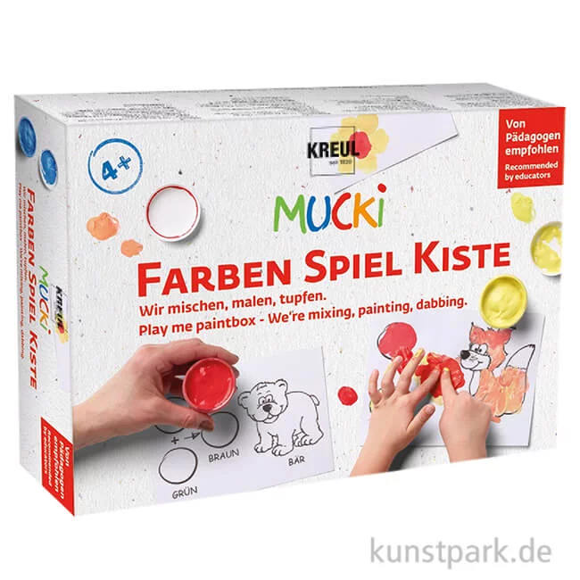 Artikelbild 1 des Artikels “MUCKI Fingerfarben Set - Wir mischen, malen, tupfen, 5 x 50 ml, Zubehör “