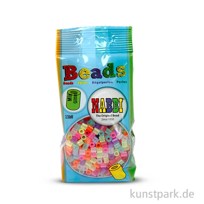 Artikelbild 1 des Artikels “NABBI Bügelperlen - Glitter Farben, 5x5 mm 1.100 Stück“