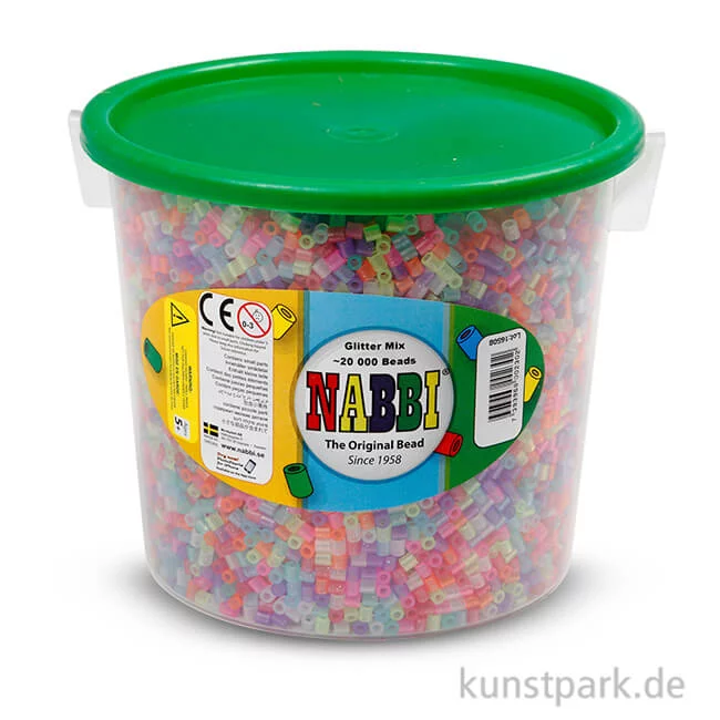 Artikelbild 1 des Artikels “NABBI Bügelperlen - Glitter Farben, 5x5 mm 20.000 Stück“
