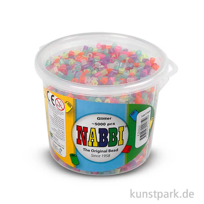 Artikelbild 1 des Artikels “NABBI Bügelperlen - Glitter Farben, 5x5 mm 5.000 Stück“