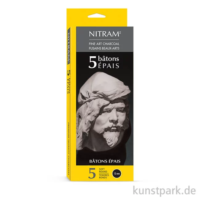 Artikelbild 1 des Artikels “Nitram PETITS Holzkohlestift soft round, 5 Stück Epais - 12 mm“