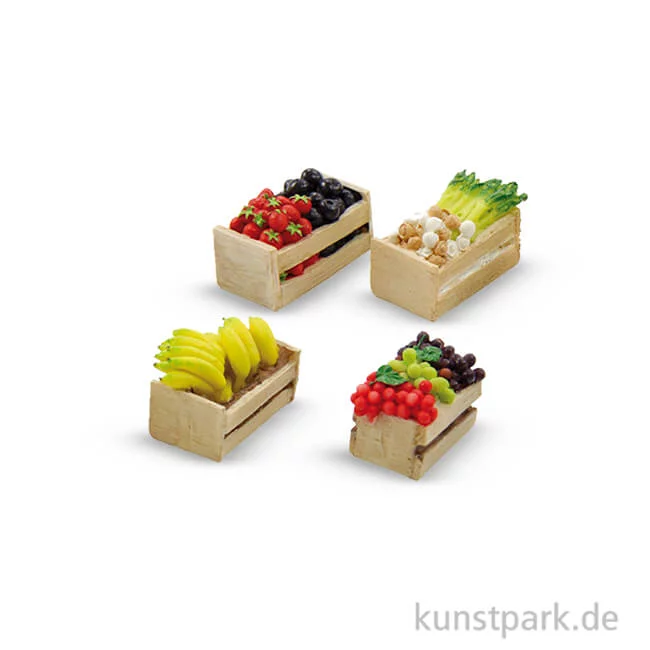 Artikelbild 1 des Artikels “Miniatur Obststeige 2 cm, 4 stück sortiert “