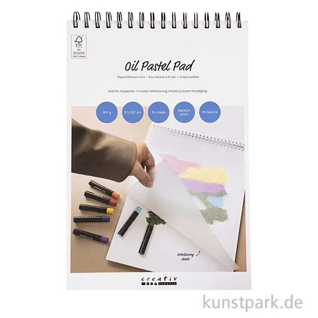 Artikelbild 1 des Artikels “Ölpastell Block, Weiß, 300g, 15 Blatt, A4, 210 x 297 mm “