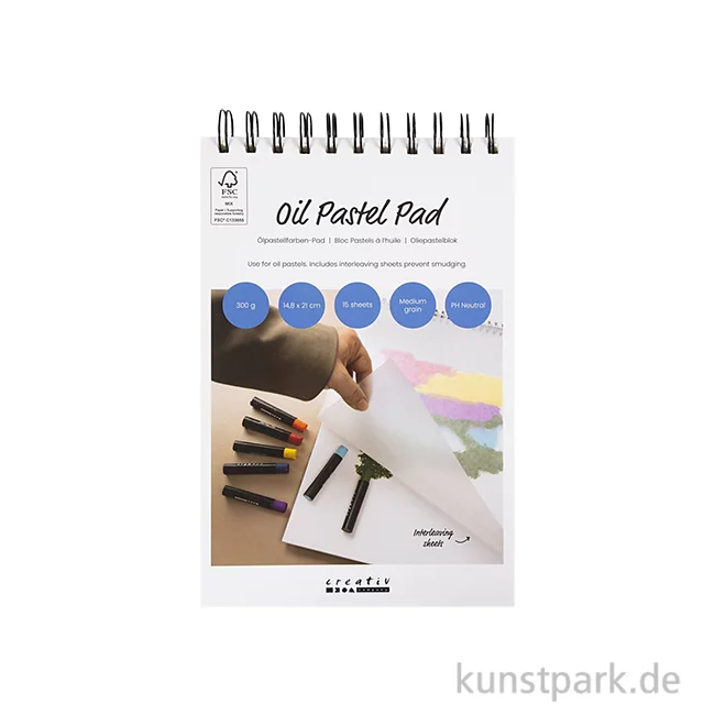 Artikelbild 1 des Artikels “Ölpastell Block, Weiß, 300g, 15 Blatt, A5, 148 x 210 mm “
