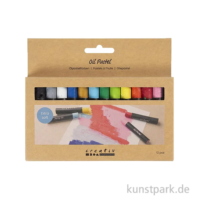 Artikelbild 1 des Artikels “Ölpastellkreiden, Länge 7 cm, Dicke 11 mm, Standard-Farben, 12 Stück “