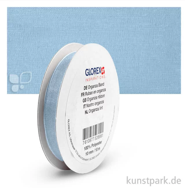 Artikelbild 1 des Artikels “Organza-Band - 10 mm Breite - 10 m Länge Einzelfarbe | Hellblau“