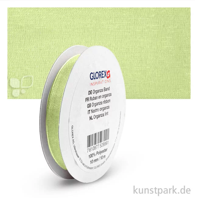 Artikelbild 1 des Artikels “Organza-Band - 10 mm Breite - 10 m Länge Einzelfarbe | Hellgrün“