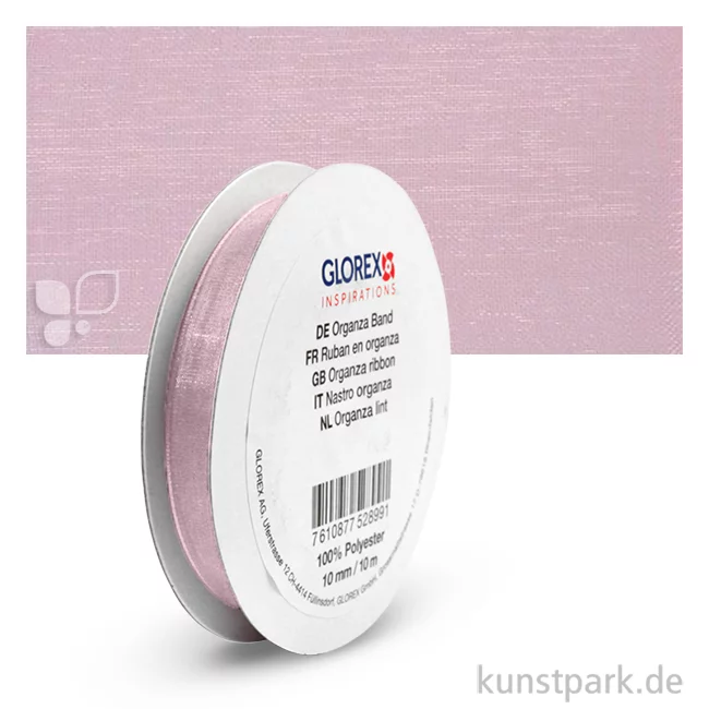 Artikelbild 1 des Artikels “Organza-Band - 10 mm Breite - 10 m Länge Einzelfarbe | Rosa“