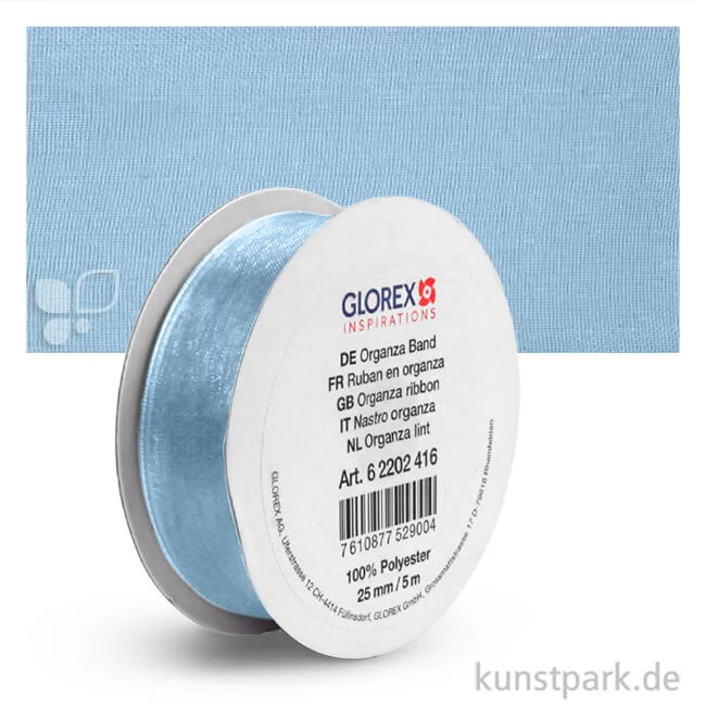 Artikelbild 1 des Artikels “Organza-Band - 25 mm Breite - 5 m Länge Einzelfarbe | Hellblau“