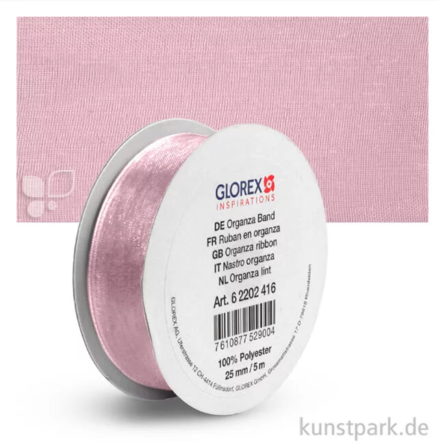 Artikelbild 1 des Artikels “Organza-Band - 25 mm Breite - 5 m Länge Einzelfarbe | Rosa“