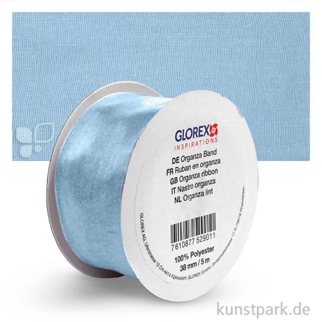 Artikelbild 1 des Artikels “Organza-Band - 38 mm Breite - 5 m Länge Einzelfarbe | Hellblau“