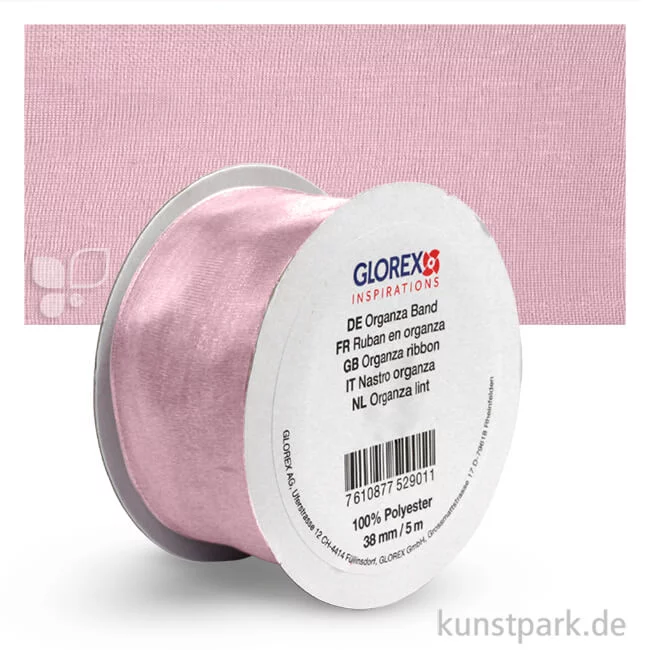 Artikelbild 1 des Artikels “Organza-Band - 38 mm Breite - 5 m Länge Einzelfarbe | Rosa“