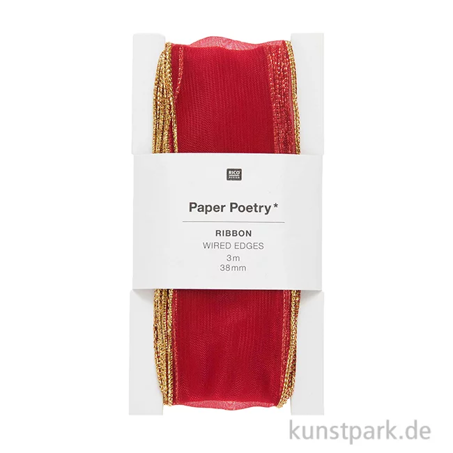 Artikelbild 1 des Artikels “Organzaband mit Drahtkante, Rot Gold, 38 mm x 3 Meter “