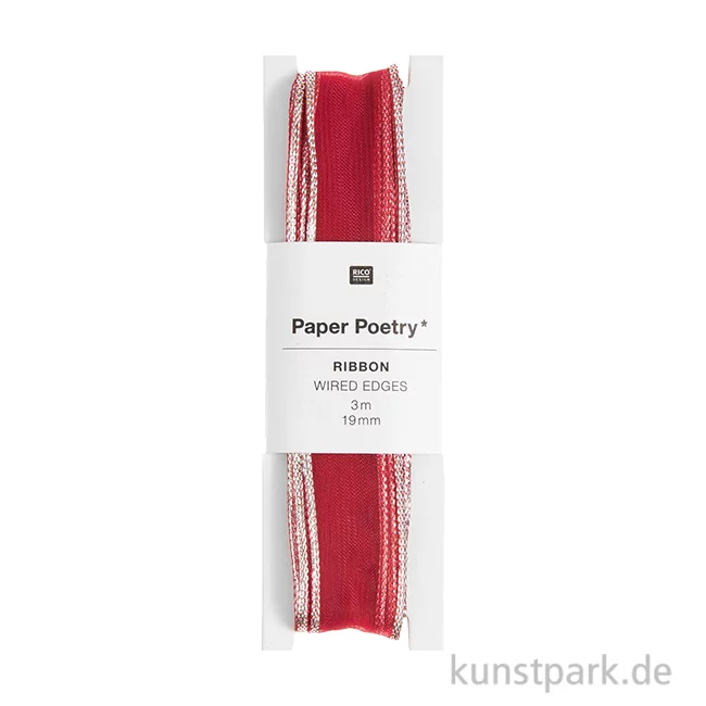 Artikelbild 1 des Artikels “Organzaband mit Drahtkante, Rot Silber, 19 mm x 3 Meter “