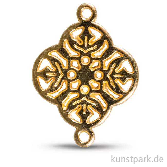Artikelbild 1 des Artikels “Metall-Zierelement mit Ösen - Ornament Blume, 15 mm, 1 Stück Gold“