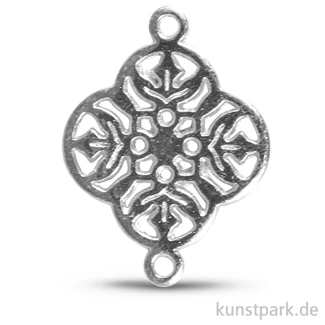 Artikelbild 1 des Artikels “Metall-Zierelement mit Ösen - Ornament Blume, 15 mm, 1 Stück Silber“