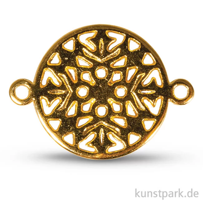 Artikelbild 1 des Artikels “Metall-Zierelement mit Ösen - Ornament Rund, 15 mm, 1 Stück Gold“