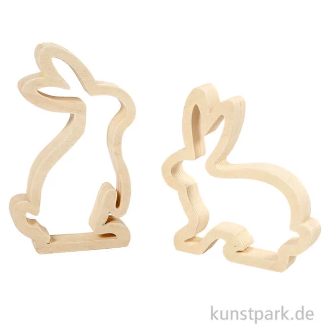 Artikelbild 1 des Artikels “Osterhasen aus Holz, Größe 14x13 cm, 2 Stück sortiert “