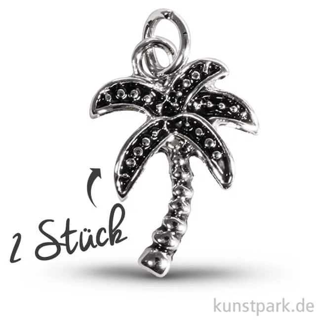 Artikelbild 1 des Artikels “Palme - Metall-Anhänger mit Öse - Silber, 17 mm, 2 Stück “