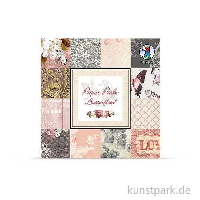 Artikelbild 1 des Artikels “Paper Pack - Butterflies, 24 Blatt, 190 g 15,3 x 15,3 cm“