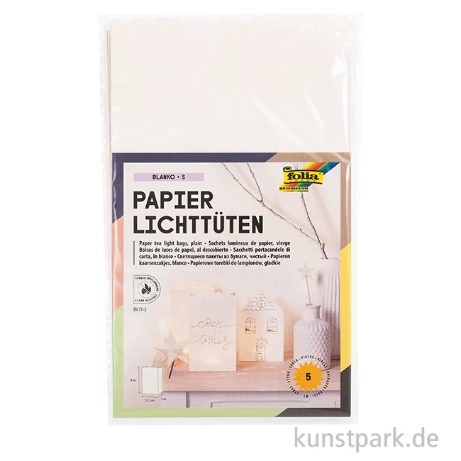 Artikelbild 1 des Artikels “Papier Lichttüten, Blanko, 19 x 11,5 x 7 cm, 5 Stück “