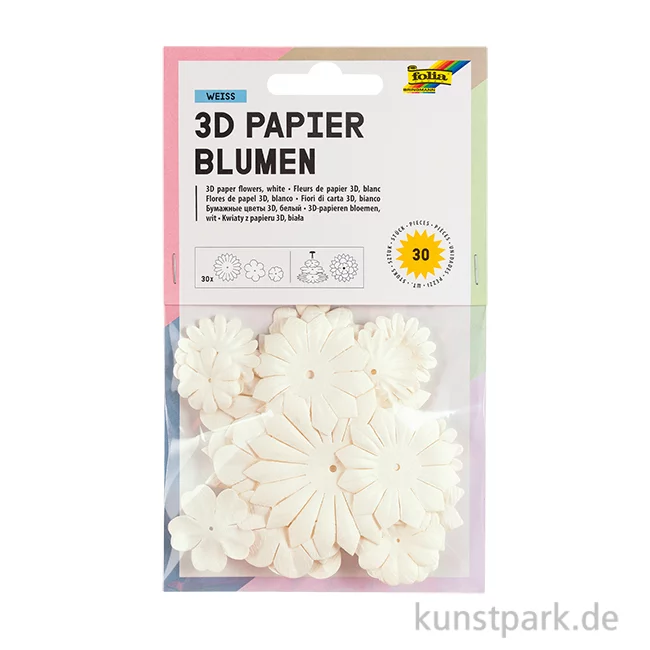 Artikelbild 1 des Artikels “Papierblumen, 20-55mm, 30 Stück, weiß sortiert “
