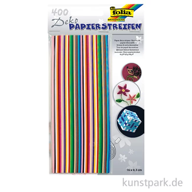 Artikelbild 1 des Artikels “Papierstreifen, 160 x 3 mm, ca. 400 Streifen, farbig sortiert, 130g/m² “