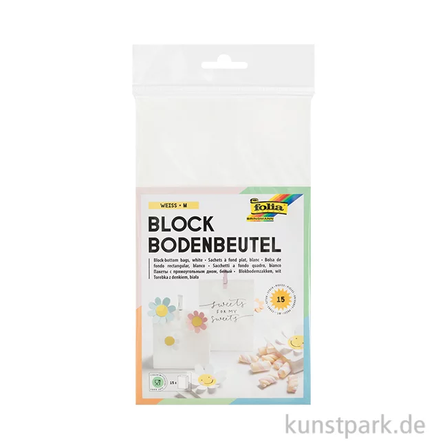 Artikelbild 1 des Artikels “Papiertüten weiß mit Blockboden, 120x60x210 mm, 15 Stück “