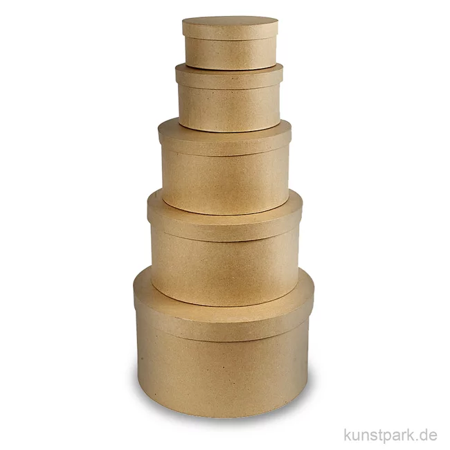 Artikelbild 1 des Artikels “Pappmaché-Hutschachtel, handgearbeitet, 5 Stück sortiert “