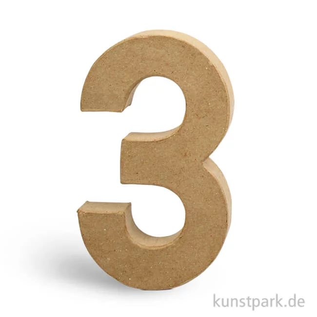 Artikelbild 1 des Artikels “Pappmaché-Zahlen - handgearbeitet, Höhe 20,5 cm, Dicke 2,5 cm Einzeln | 3“