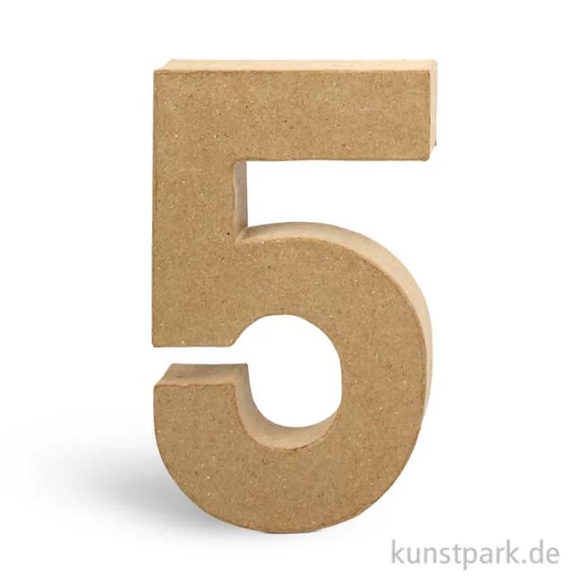 Artikelbild 1 des Artikels “Pappmaché-Zahlen - handgearbeitet, Höhe 20,5 cm, Dicke 2,5 cm Einzeln | 5“